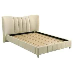 Coaster Fine Furniture 315956Q Evelyn - Upholstered Queen Panel Platform Bed - Ivory