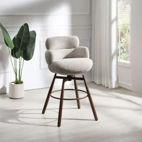 ACME DN03809 Jena - Counter Height Chair With Swivel - Beige & Walnut