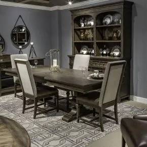 Liberty Furniture 297-DR-O5TRS Paradise Valley - 5 Piece Trestle Table Set (Upholstered Side Chairs) - Saddle Brown