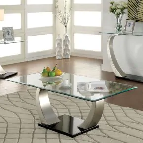 Furniture of America CM4728C Roxo - Coffee Table - Satin Plated / Black