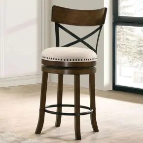 Furniture of America CM-BR1855A-24-2PK Clarence - Swivel Counter Stool (Set of 2) - Oak