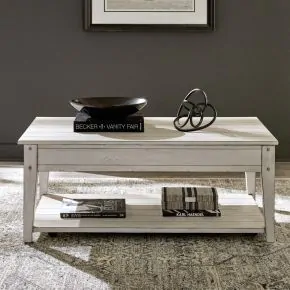 Liberty Furniture 110W-OT1015 Liberty Furniture 110W-OT1015 Lake House - Lift Top Cocktail Table - Weathered White