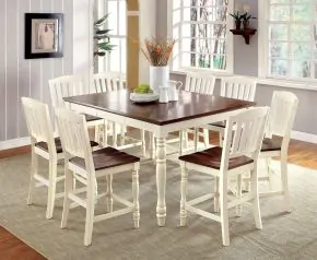 Furniture of America CM3216PT Harrisburg - Counter Height Table - Vintage White / Dark Oak