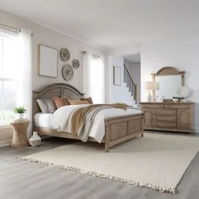 Liberty Furniture 607N-BR-KPBDM Liberty Furniture 607N-BR-KPBDM Summer House - 3 Piece Bedroom Set (King Panel Bed, Dresser & Mirror) - Sand Dune