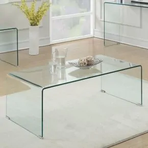 CoasterEssence 705328 Ripley - Rectangular Tempered Bent Glass Coffee Table - Clear