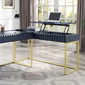 Furniture of America CM-DK406BL-PK Freiburg - Corner Desk - Antique Blue