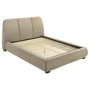 Coaster Fine Furniture 310091KE Mokena - 46" Upholstered Eastern King Platform Bed - Light Brown