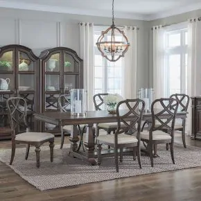 Liberty Furniture 765-DR-7TRS Liberty Furniture 765-DR-7TRS Provence Park - 7 Piece Trestle Table Set (Wood Back Side Chairs) - Chateau Brown