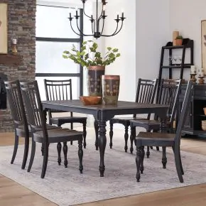 Liberty Furniture 244B-CD-O7LGS Liberty Furniture 244B-CD-O7LGS Magnolia Manor - Opt 7 Piece Leg Table Set - Weathered Bark & Antique Black