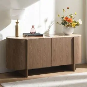 ACME AC05319 Markku - Console Table With Natural Marble - Oak