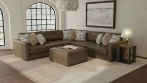 Jackson Furniture Industries 3215/36/31/37/12/59-09 Siena - 5 Piece Modular Sectional With Cuddler Seat Cushions And Included Accent Pillows And Cocktail Ottoman - Chocolate