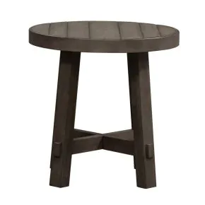 Liberty Furniture 406-OT1024 Modern Farmhouse - Splay Leg Round End Table - Dusty Charcoal