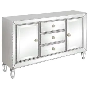 CoasterEssence 950825 Leticia - 3-Drawer Mirrored Storage Accent Cabinet - Silver