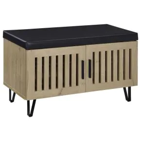 Coaster Fine Furniture 915154 Brixton - 2-Door Padded Entryway Shoe Storage Bench - White Oak