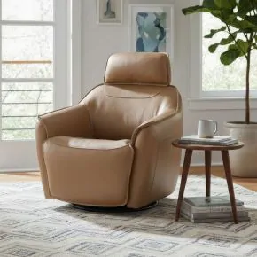 Liberty Furniture 12BU-11P Darby - Swivel Accent Chair With Power Foot & Tilt - Kona Butternut