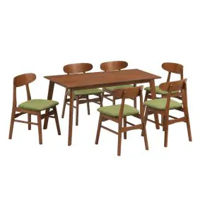 New Classic 40-331G-D6C New Classic 40-331G-D6C Morocco - 47" Rectangle Dining Table + 6 Chairs - Light Brown / Green