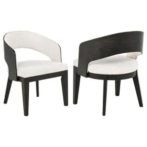 Coaster Fine Furniture 115393 Leandro - Upholstered Dining Arm Chair (Set of 2) - Burnished Black / Cream