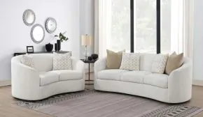 CoasterEssence 509171-S2 Rainn - 2 Piece Boucle Upholstered Sloped Arm Sofa Set - Latte