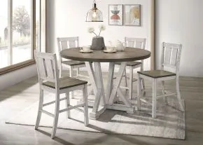 Furniture of America CM3289BR-RPT-48-TABL Dakota - Counter Height Table - Antique White / Ash Brown