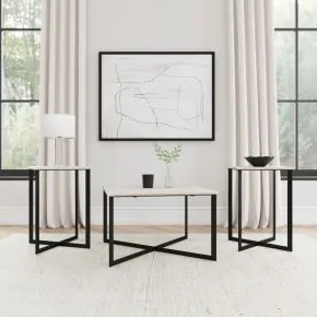 Coaster Fine Furniture 707698-S3 Tobin - 3 Piece Marble Top Coffee And End Table Set - White