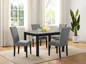 Furniture of America CM3182T-5PK Rostock - 5 Piece Dining Set - White / Brushed Brown Gray / Light Gray