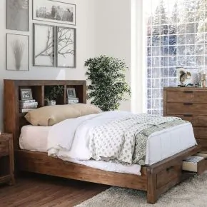 Furniture of America CM7360BC-EK-BED Mcallen - Eastern King Bed - Weathered Light Oak