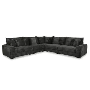 New Classic 23-5482K-5P Embrace - 5 Piece Sectional (RAF Chair & LAF Chair & 2 Armless Chairs & Wedge) - Charcoal