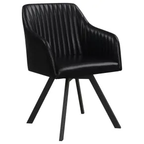 CoasterElevations 193372BLK Arika - Leatherette Upholstered Swivel Dining Arm Chair - Black