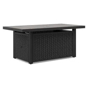 Ashley Furniture P792-773 Beachcroft - Rectangular Fire Pit Table - Black / Light Gray