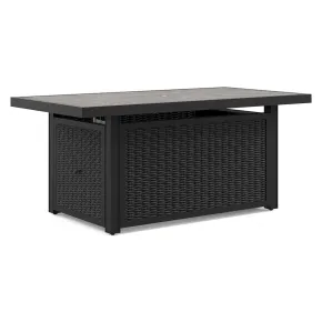 Ashley Furniture P792-773 Beachcroft - Rectangular Fire Pit Table - Black / Light Gray