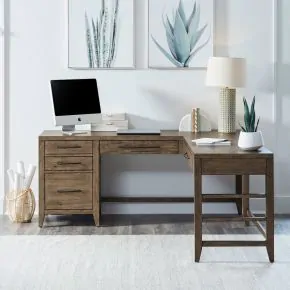 Liberty Furniture 936-HO-LSD Shaker Lakes - L Shaped Desk Set - Harvest Brown