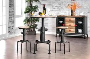 Furniture of America CM3367BT-TABLE Foskey - Bar Table - Antique Black / Natural Tone