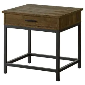 CoasterEssence 723777 Byers - 1-Drawer Square Engineered Wood End Table - Brown Oak
