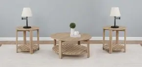 Coaster Fine Furniture 710288-S3 Fowler - 3 Piece Round Coffee And End Table Set - Natural