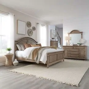 Liberty Furniture 607N-BR-QPBDMC Liberty Furniture 607N-BR-QPBDMC Summer House - 4 Piece Bedroom Set (Queen Panel Bed, Dresser & Mirror, Chest) - Sand Dune