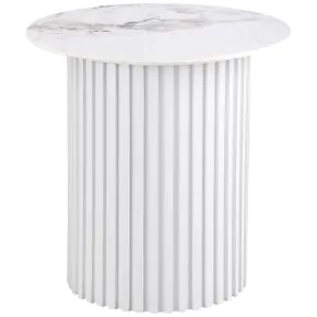 Coaster Fine Furniture 708337 Rowena - Round Sintered Stone End Table - White Faux Marble
