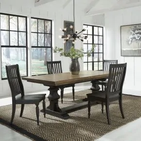 Liberty Furniture 879-DR-5TRS Liberty Furniture 879-DR-5TRS Harvest Home - 5 Piece Trestle Table Set - Black
