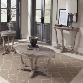 Liberty Furniture 154-OT-3PCS Greystone Mill - 3 Piece Table Set (1 Cocktail 2 End Tables) - Stone White Wash / Wirebrush Distressing