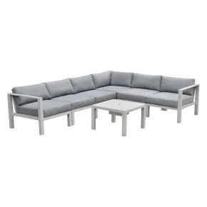 Intercon NS-SF-ARMLSS-BUF-7PC Nash - 6 Piece Outdoor Seating Sectinal And Table - Buff