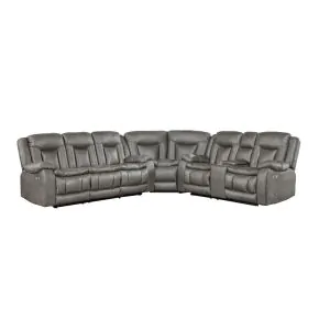 New Classic 20-2505G-3PMW New Classic 20-2505G-3PMW Morello - 3 Piece P1 Sofa/Loveseat/Wedge With Power Footrest - Gray