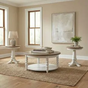 Liberty Furniture 762-OT-O3PCS Turnberry Park - Opt 3 Piece Set (Cocktail Table And 2 End Tables) - Washed White