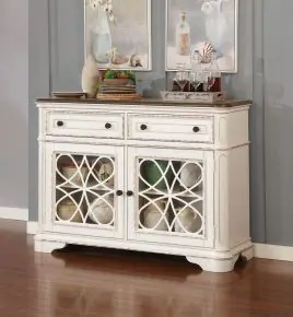 Furniture of America CM3795SV Leslie - Server - White Wash / Walnut