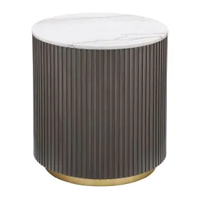 CoasterEveryday 710417 Jason - Round Marble Top Side End Table - White And Charcoal