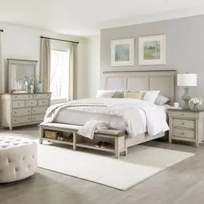 Liberty Furniture 457-BR-CSBDMN Liberty Furniture 457-BR-CSBDMN Ivy Hollow - 4 Piece Bedroom Set (California King Storage Bed, Dresser & Mirror, Nightstand) - Weathered Linen / Dusty Taupe