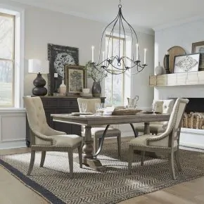 Liberty Furniture 615-DR-5TRS Liberty Furniture 615-DR-5TRS Americana Farmhouse - 5 Piece Trestle Table Set - Dusty Taupe