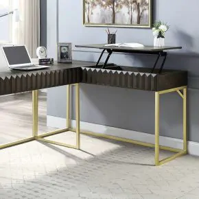 Furniture of America CM-DK406WN-PK Freiburg - Corner Desk - Walnut