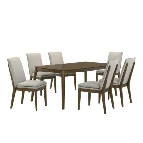 New Classic 40-7185BN-D6C New Classic 40-7185BN-D6C Maggie - Dining Table With 6 Natural Chairs - Dark Brown