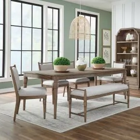 Liberty Furniture 866-DR-O6RLS Liberty Furniture 866-DR-O6RLS Hickory Grove - Opt 6 Piece Rectangular Table Set - Heirloom Brown