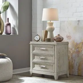 Liberty Furniture 902-BR61 Belmar - 3 Drawer Nightstand - Washed Taupe