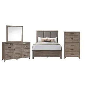 New Classic 00-B3412-34C New Classic 00-B3412-34C Harrisburg - 5/0 Queen 4 Piece Bedroom Set (Bed, Dresser, Mirror, Chest) - Walnut